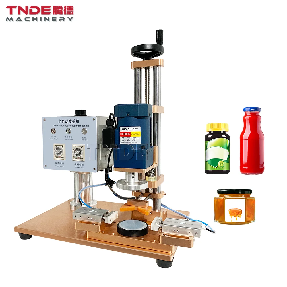 TNDE Chilli Sauce Jam Glass Jar Capping Machine Semi Automatic 20-68mm Diameter Cap Seal Machine