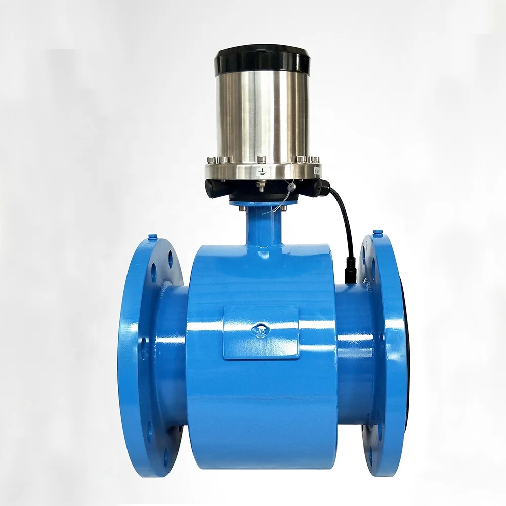 Digital industrial liquid salt water slurry flowmeter GPRS 3.6V battery powered supply magnetic flowmeter