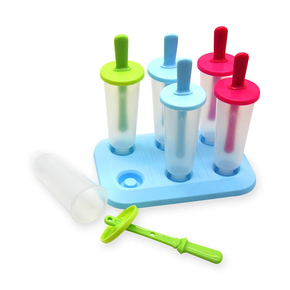 Set of 6 Plastic Popsicle Molds Ice Popsicle Molds Ice Maker Kid ice cream tray holder lolly pops