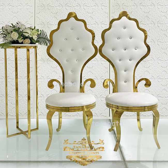unique design stainless steel leather seater royal wedding king throne wedding chair