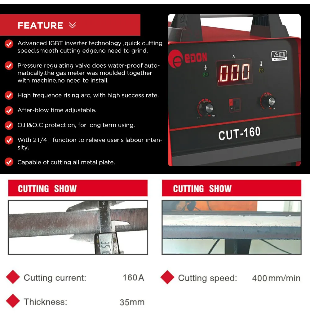 EDON CUT-160 plasma cutter 160amps 60mm cnc plasma cutting machine