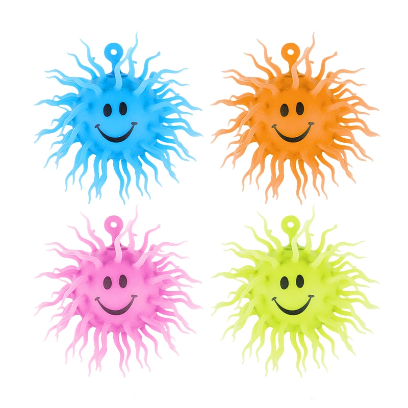 Wholesale custom 5inch puffer stress ball squishy Smile face light ball toy