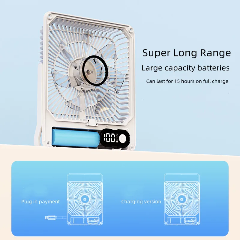 6 INCH Folding fan with Display Digital Personal Battery Operated Rechargeable small fan mini desktop fan