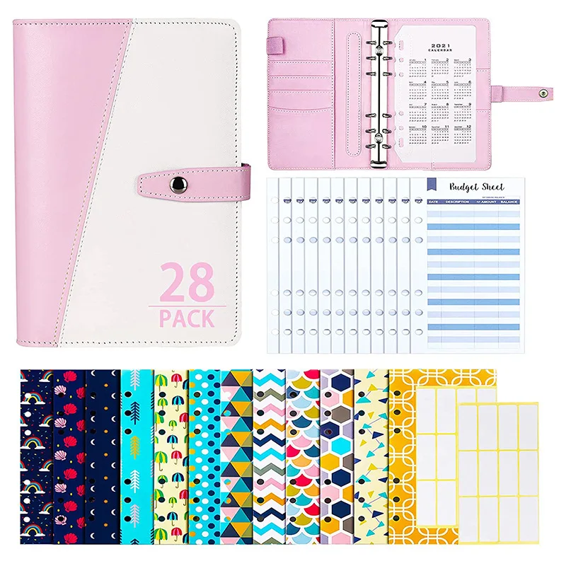 BOSHIHO Custom A6 binder money cash budget binder with cash envelopes budget binder wallet