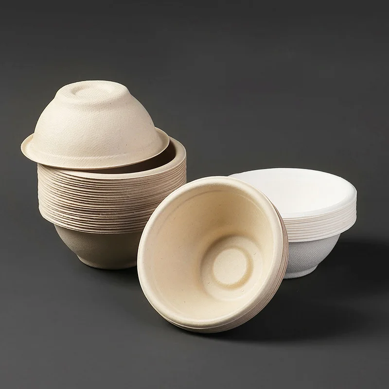 Mini 220ml ice cream Bowl Biodegradable  Sugarcane pulp Disposable Salad Bowl Small Dessert Bowl with lid