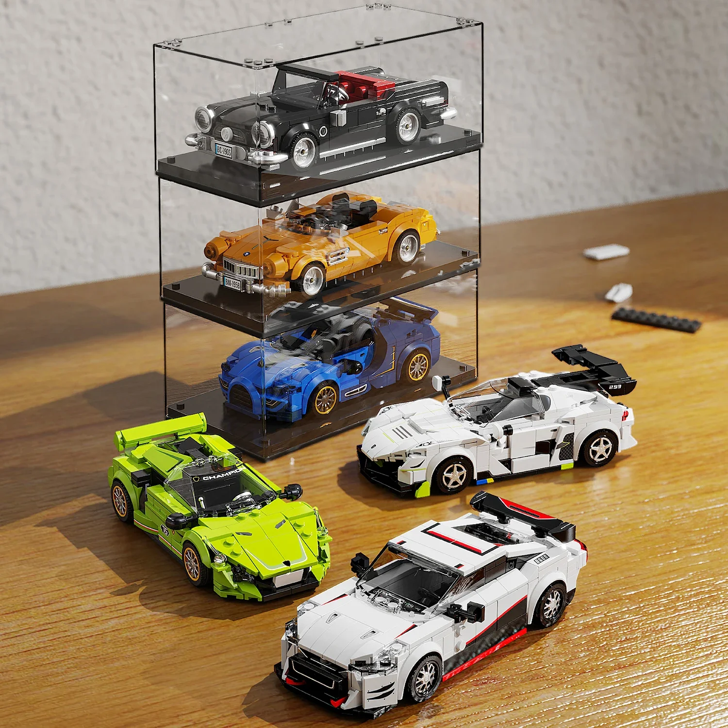 300pcs+ Technical Car City Speed Champion MOC Vehicle Building Blocks Small Scale Educational Toy Model  Carro Rennau Voiture