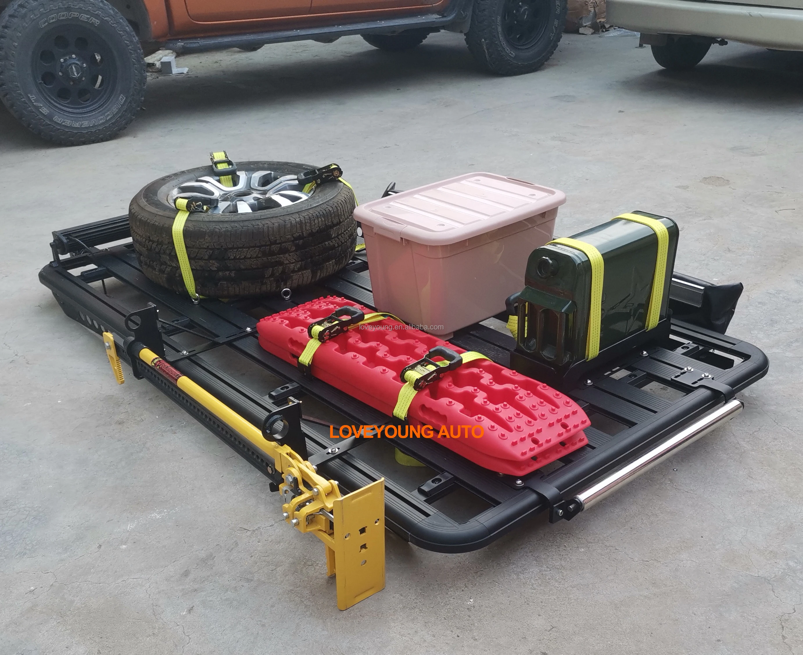 High Quality Aluminum profile roof rack for car Flat Roof Basket Carrier Rack for LC 300