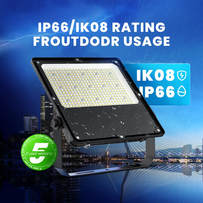 5 Years Warranty Outdoor IP66 Rank Reflector Projector LED Flood Lights 200W Floodlight for Stadium Billboard Parking Gardens