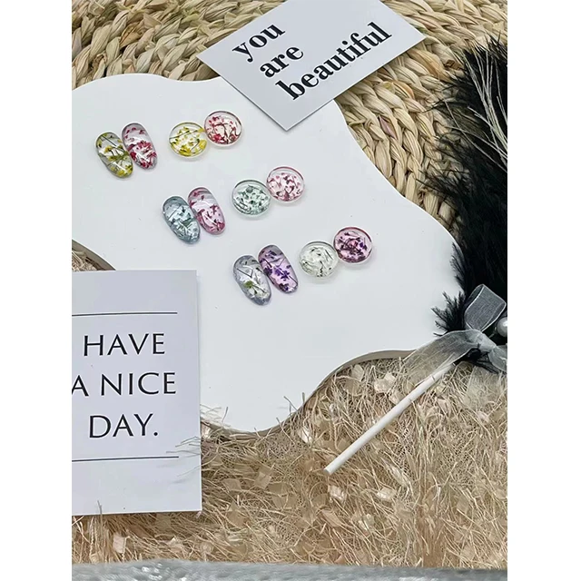 Factory Wholesale New Custom Nail Gel Polish Flower Fairy Nail Gel Polish Set Real Fresh Flower Floral Nail Gel UV Glue Set