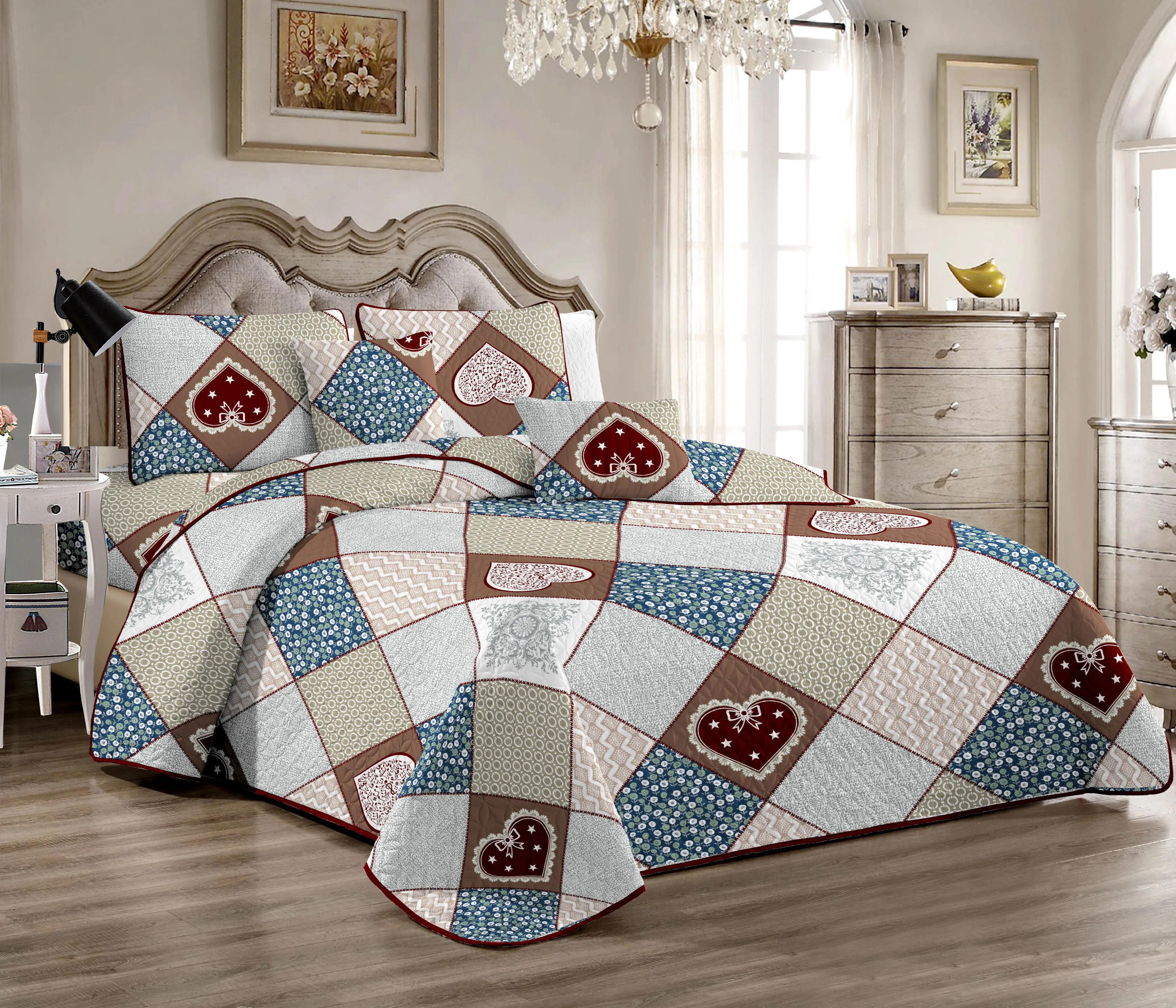 Aoyatex Печатных Лоскутное покрывало нового дизайна 5 шт./набор индивидуальный дизайн хлопок/поли-наполнитель печать одеяло