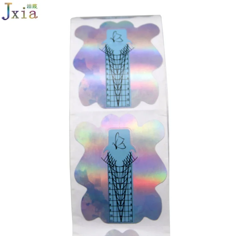 New Holographic Colorful Thick Paper Sticky Glue 500pcs per Roll Manicure Acrylic Nail Extension Form