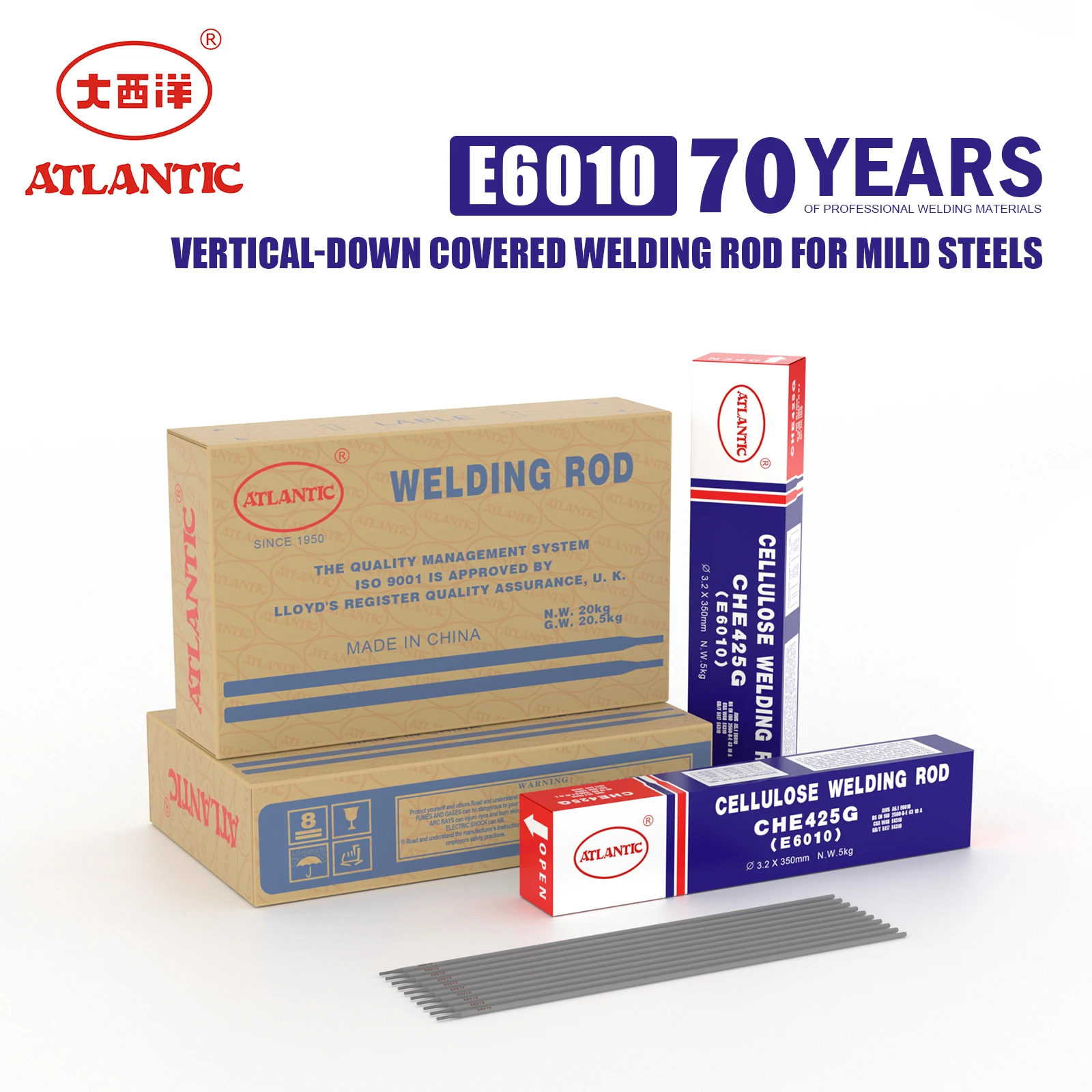 ATLANTIC OEM OBM ODM Factory Price CHE425GX Carbon Steel Welding Rod AWS A5.1 E6010 Welding Rods