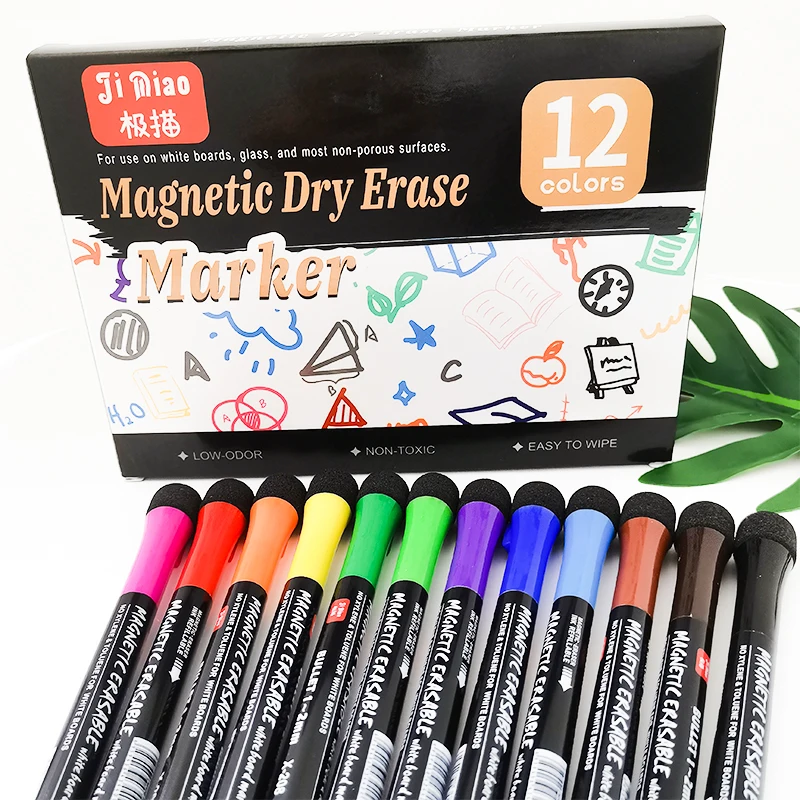 High Quality Erasable Patterned Marker Pen Set Non-toxic Dual Tips Alcohol Floating Pen Whiteboard Marker Pen With Tape Brush