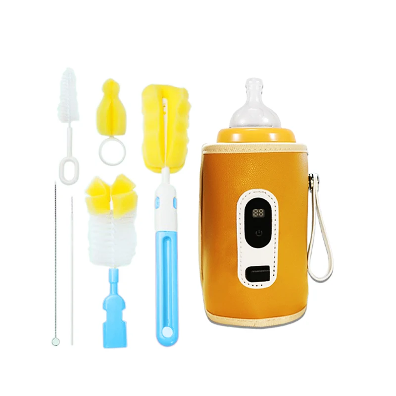 Bpa Free Baby Feeding Supplies Set with Wireless Milk Warmer and Bottle Brush Set 6-pcs