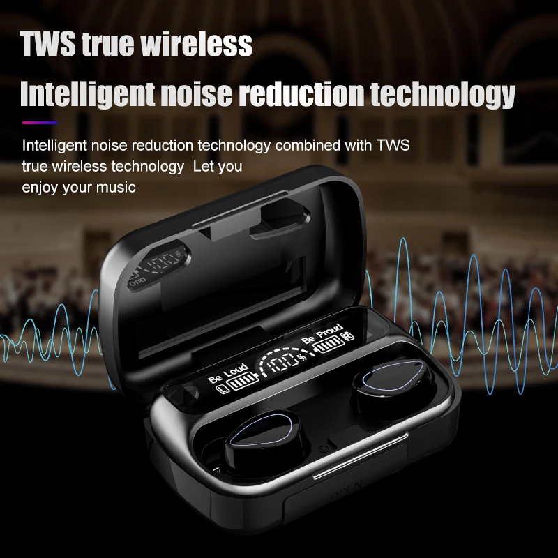 Factory direct selling sky-10 TWS Sport Wireless Mirror Earphone With Charging Box Waterproof 9D HD Stereo Earbuds