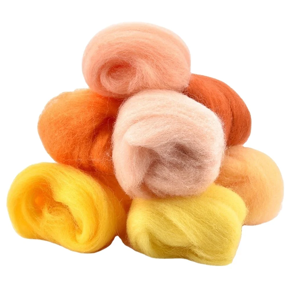 42 Colors Merino Wool Roving Yarn Fiber for DIY Needle Felting Kits 3D Soft Plush Toy Making Supplies