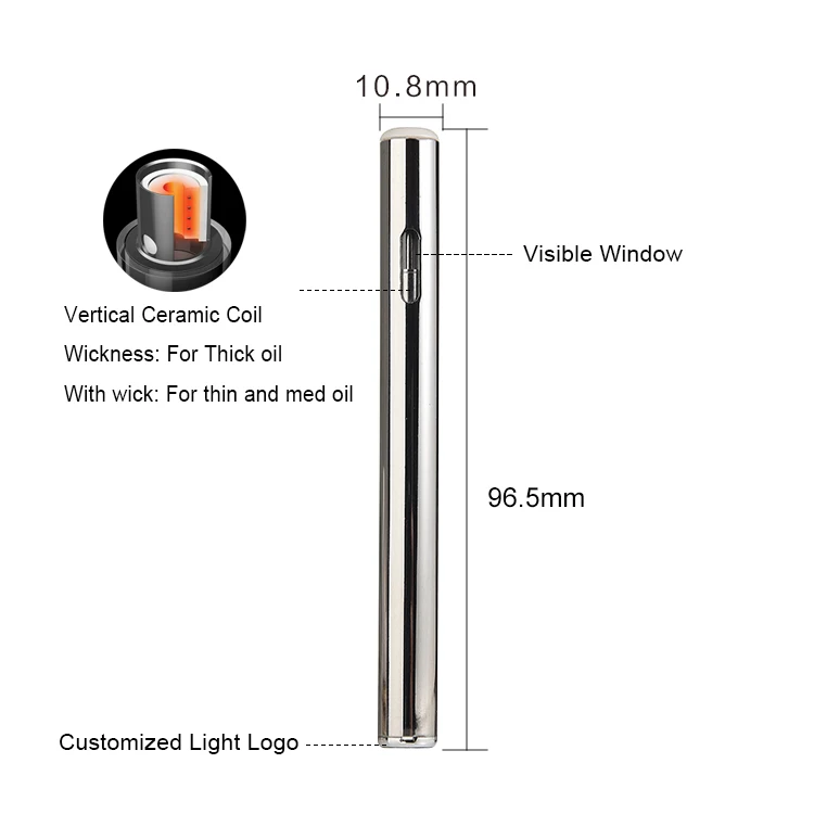 E Cigarette Visible Window 0.5ML/210mah Vape Pen Custom Logo