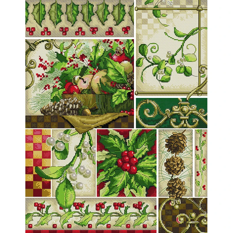 NKF Hand-made Folk Crafts Pattern Printed Needlepoint Canvas 14 Count Aida Cross Stitch Kit