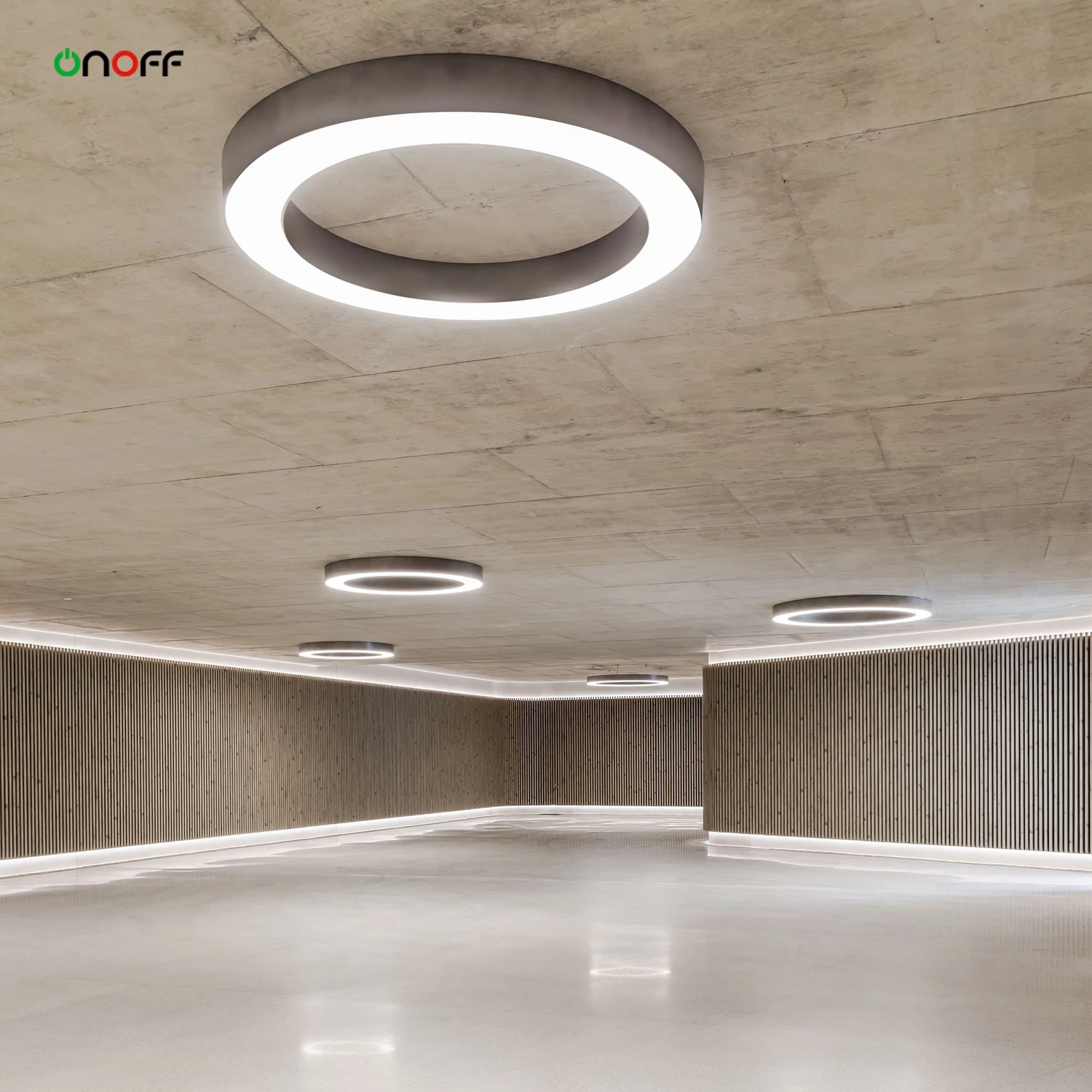 55mm PC cover aluminum body LED curved linear light ceiling ring light for car dealer