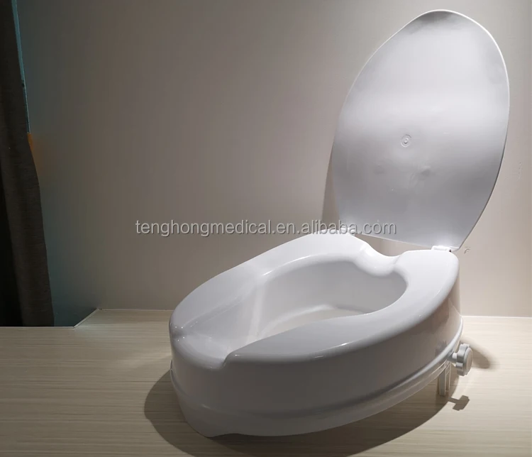 Standard Seat 6 inches Raised Toilet Seat with lid and Lock for Handicapped elderly