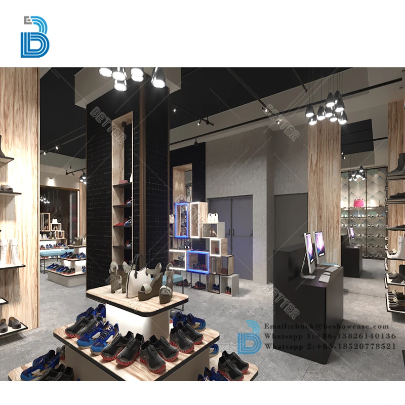 Custom Interior Design Luxury Shop Store Jewelry Clothing Glass Handbag Display Showcase Cabinet