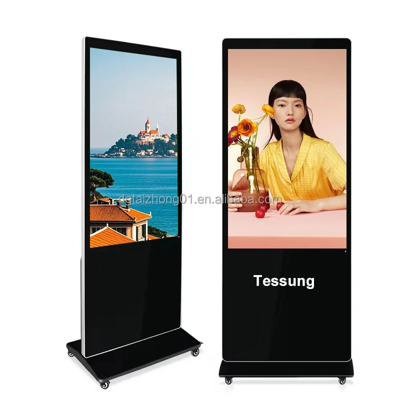 55 inch digital signage metal stand screen panel android &Windows interactive board portable touch monitor rental led display
