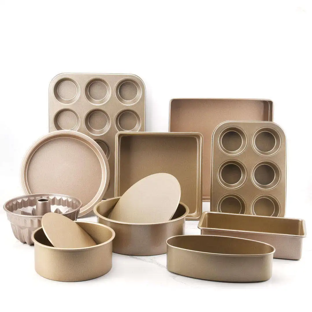 Bakest Gold Nonstick Large Deep Cupcakes Baking Pan Muffin Pans 6 Cups Carbon Steel Metal Holepan Stand Bakeware For Oven Baking