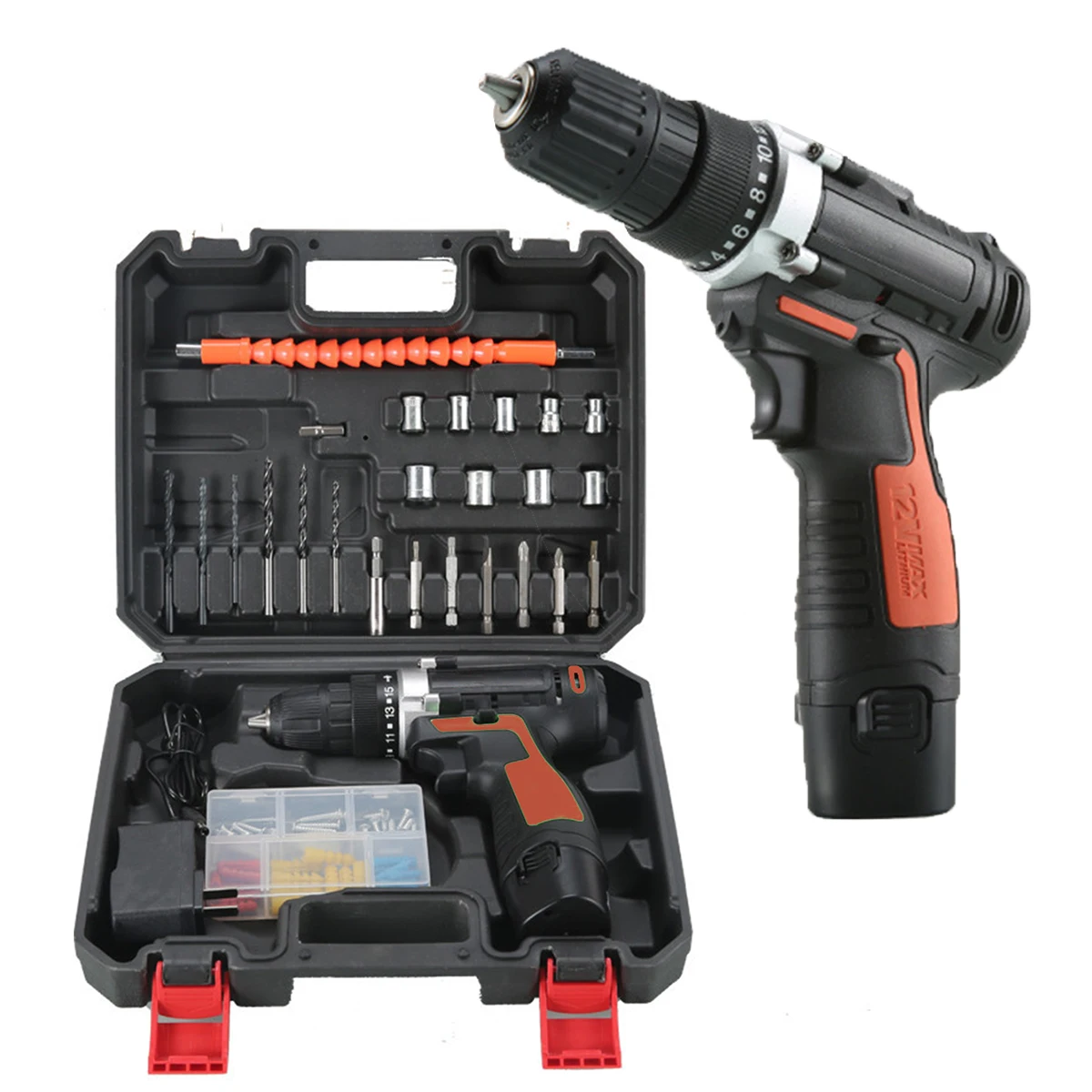12V Portable Lithium Battery Power Cordless Impact Drill Multifunction Electric Hand Drill Industrial Electric Screwdriver Set