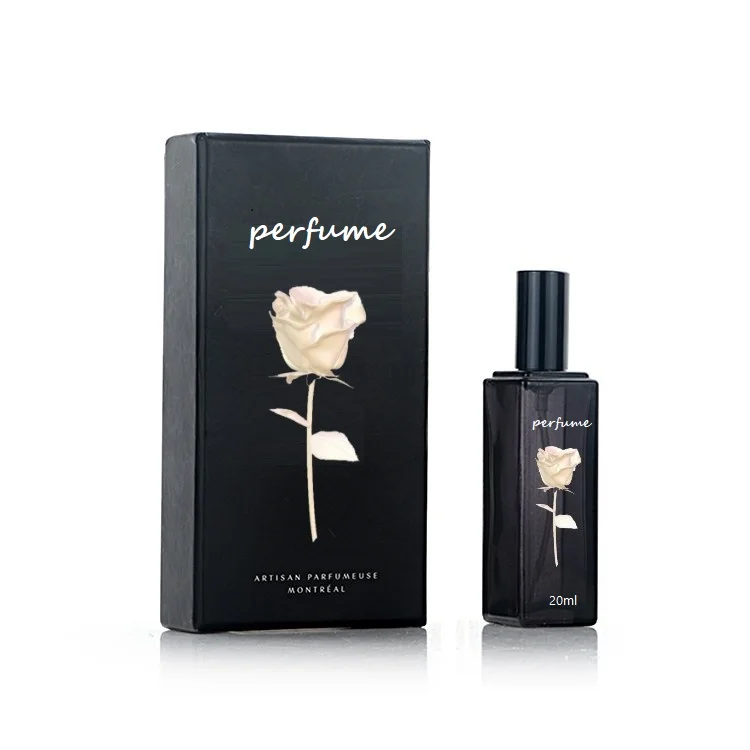 Custom 20ml square clear black crimp Spray  Acrylic Perfume fragrance Glass Bottle With nice lids and gift paper EVA box