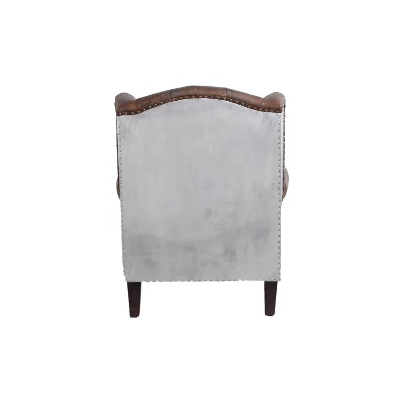 American Style English Industry Small Grey Chair Velvet Modern Simple Creative Patchwork Chinese Single Round Nice Armchair