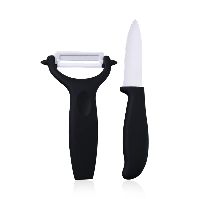 Amazon Hot Kitchen Gadgets Tools 2 PCS Slicing Knife Ceramic Knifes Black Ceramic Knife Set With Peeler