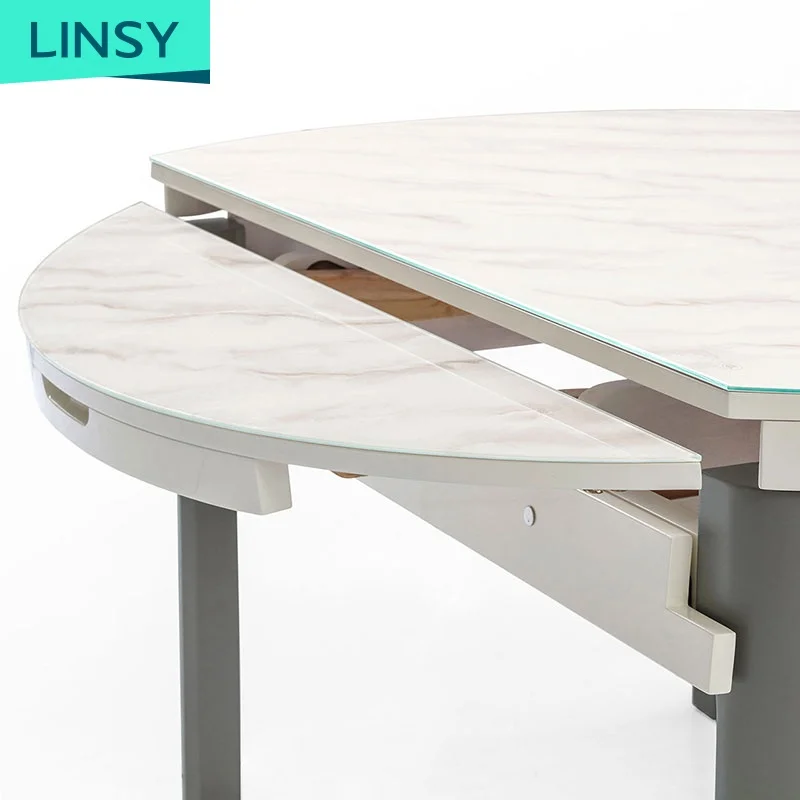 Hot Sale 4 6 8 Seater Extendable Luxury Granite Modern Marble Round Dining Table