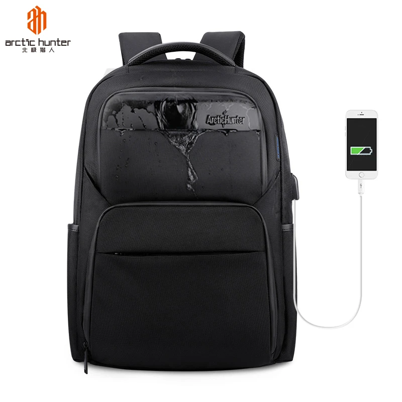 Arctic Hunter Men Backpack 17 inch External USB charge Laptop Backpack Multi-function Waterproof Large Capacity Rucksack