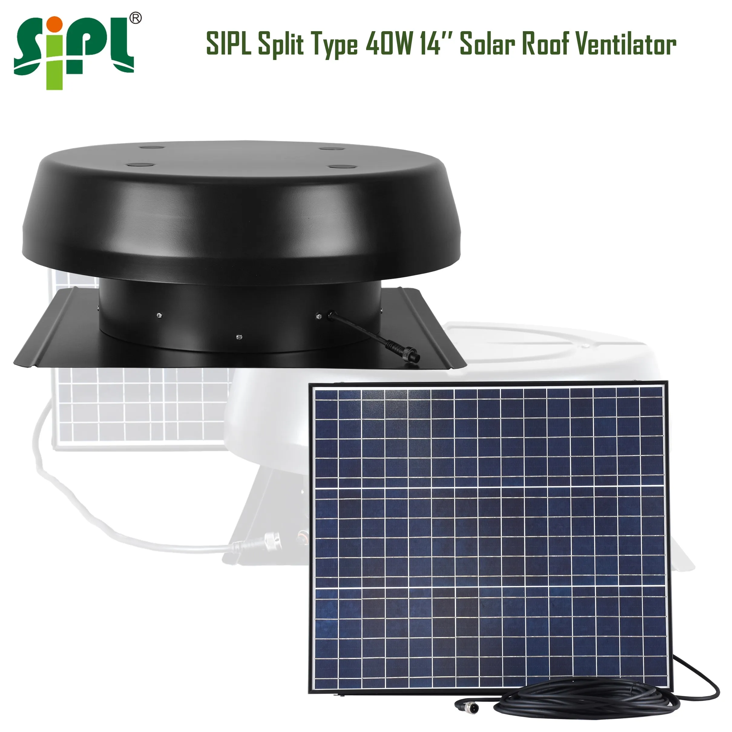 No Power Attic Gable Heat Extractor 50W Eco Energy Solar Fan Roof Mounted DC Motor Duct Fan Air Ventilation Ceiling Exhaust Fan