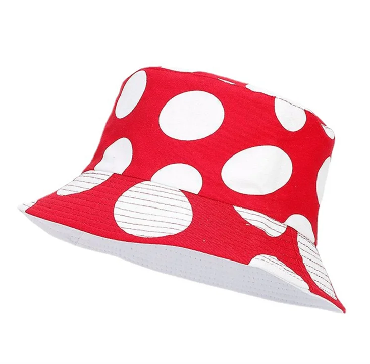 New Fashion Trendy Bucket Hat Reversible Custom Printing Embroidery Dot Cap for Adult Kids