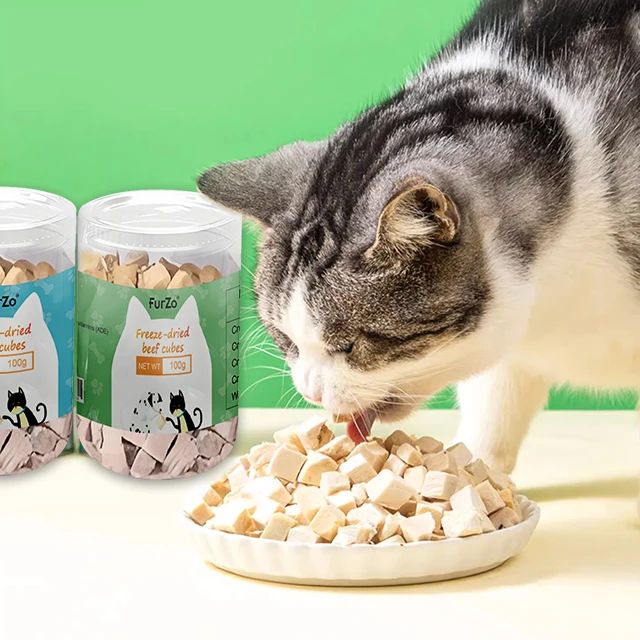 OEM Cat Treats Wholesale Natural Diced Chicken Fish Duck Meat High Protein Freeze Dried Snack Dog Pet Food
