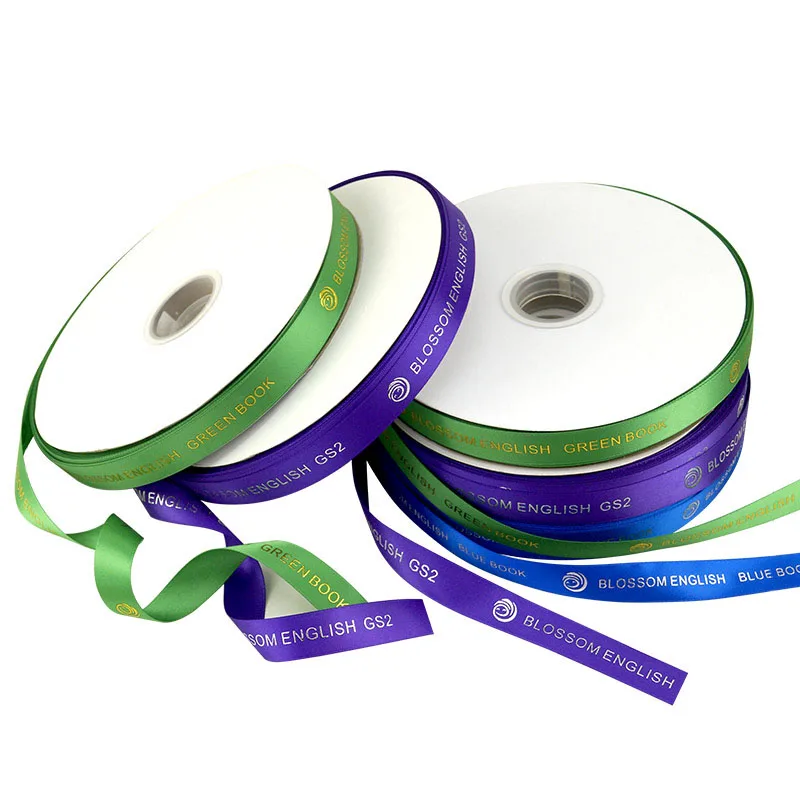 Elegant Custom Ribbon Printed in Full Colors Green Custom Printed Satin Ribbon Personalized Ribbon