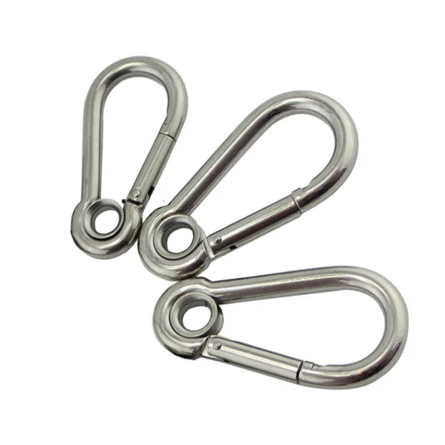 High quality ss 304 safety M11 snap hook with holes Stainless Steel Spring Snap Hooks with Eyelets and Screw Nuts made in China
