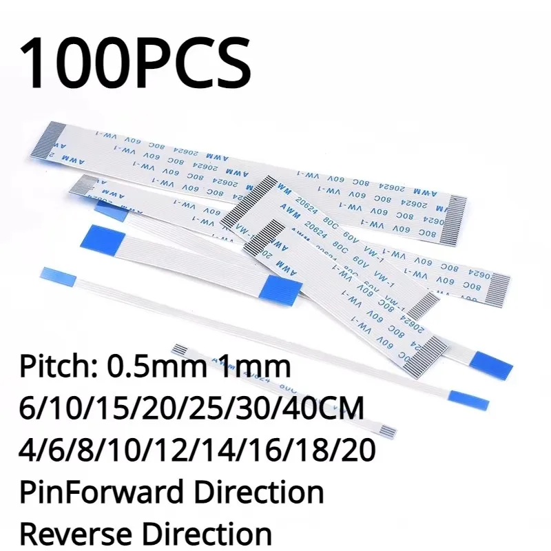 FPC FFC Ribbon Flexible Flat Cable AWM 20624 80C 60V VW-1 4-20 Pin Pitch 0.5MM 1.0MM A-Type Wire Length 6-40CM