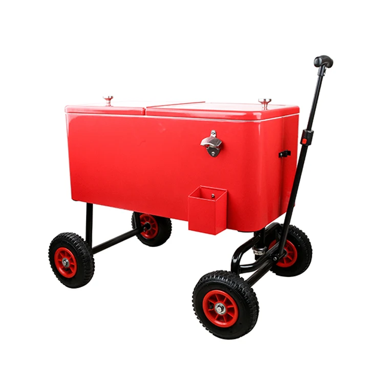 Hot Sale 80 Qt 75L Outdoor Patio Cooler Box beer Bottle Opener Wholesale Removable Cooler Cart Ice Bucket With Plate