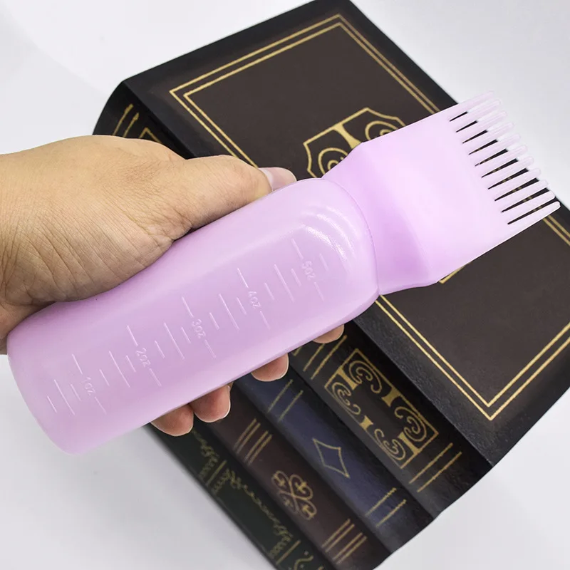 Professional Custom 3 colors 200ml hair oil bottle with comb eco friendly plastic salon barber oil applicator for hair with comb