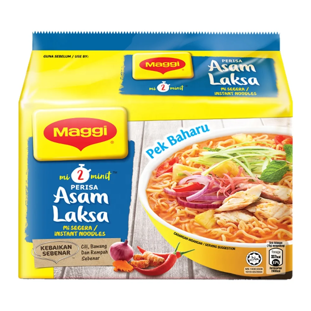 INSTANT NOODLES MAGGI 2 MINUTE ASAM LAKSA 2-MINN [12 x 5 x 80g] FAST EASY HOME COOKED MEAL HALAL WHOLESALER MALAYSIA