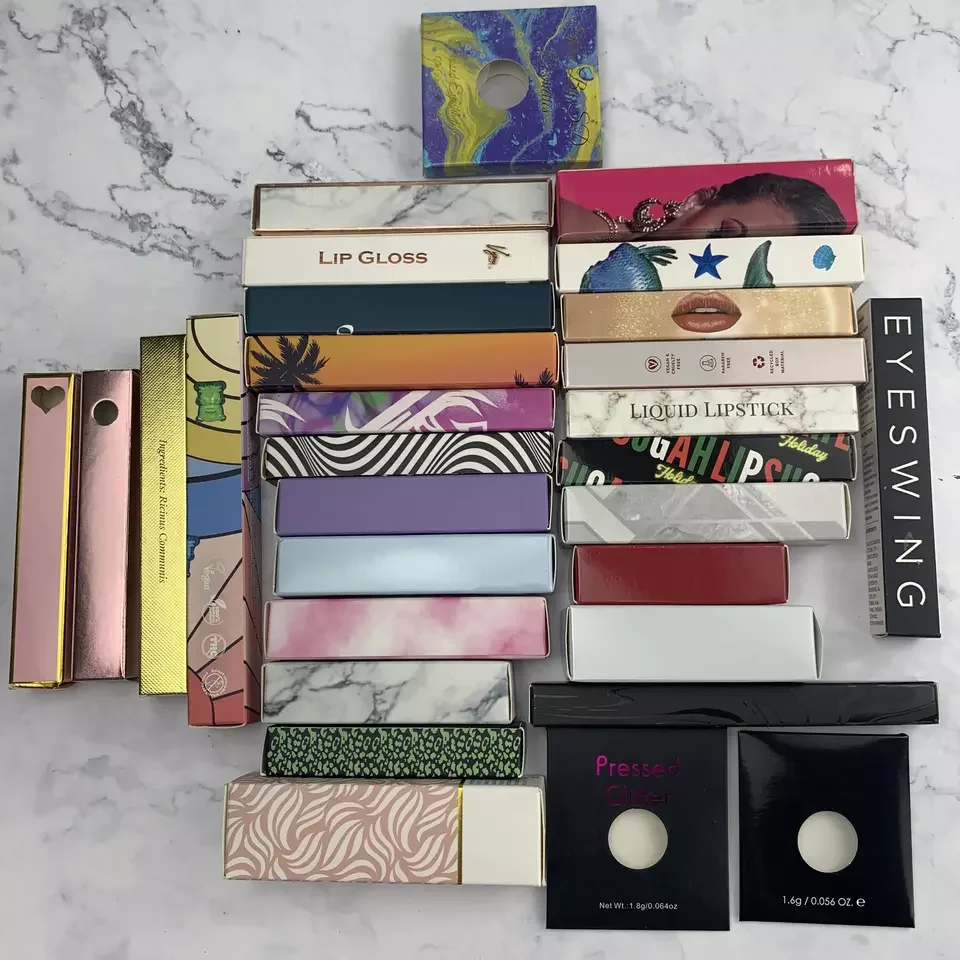 Wholesale Custom Size and Logo Luxury Private Label Pink Lipgloss Lipstick Custom Cosmetic Folding Packaging Paper Box