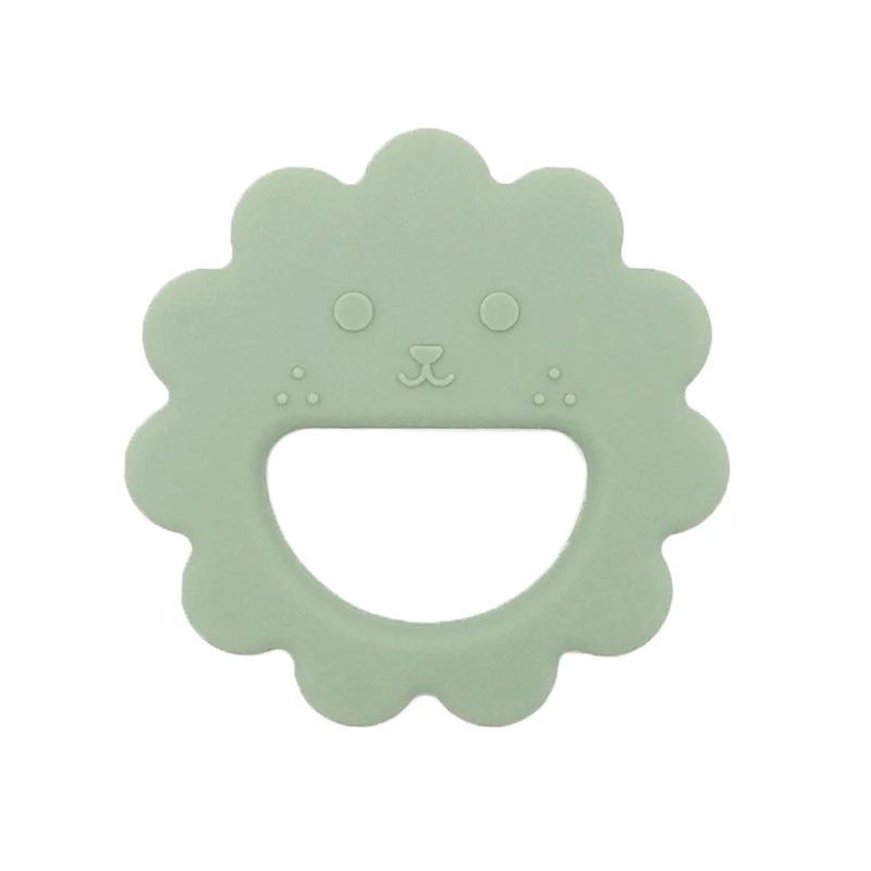 Soft Lion Animal Food Grade Round Hand Toys Ring Silicone Baby Teether
