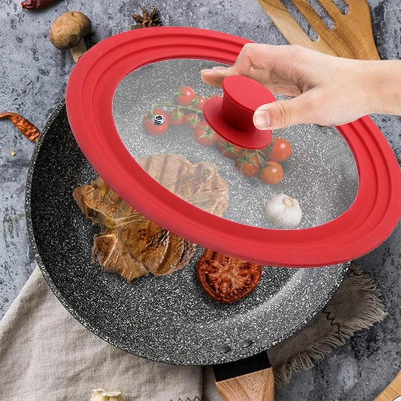 High quality 26-28-30cm Universal Multifunctional Silicone Glass Pot Cover Cooking Lid