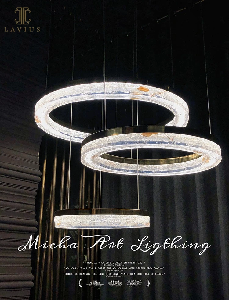 2022 Hot Sales Indoor Lighting Modern Hotel Villa Decoration Led Chandelier Luxury Ceiling Ring Glass Pendant Light