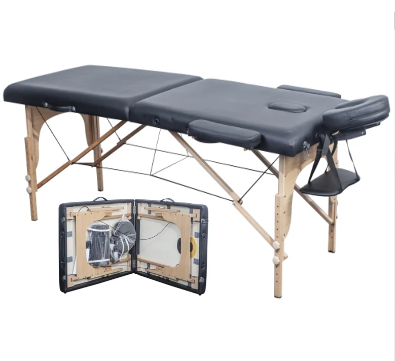 Portable Wooden2 Section Folding Bed Sponge Filling Folding Massage Table Table De Massage Pliante Milking Massage Table For Sal