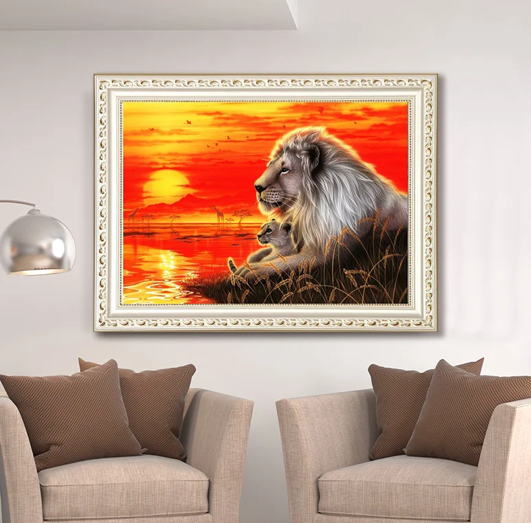 Wholesale Exquisite Realistic Fabric DIY Diamond Painting Animal Abstract Design for Tiger Lion Home Decor