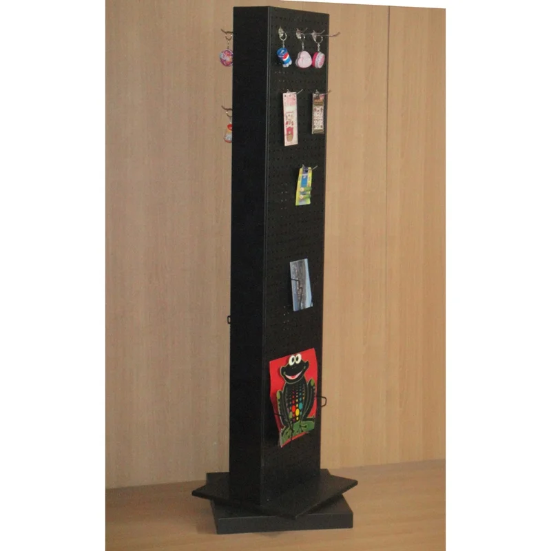retail stores pop double face stock  metal spinning fixture gift decoration novelty steel pegboard display rack with rotary base