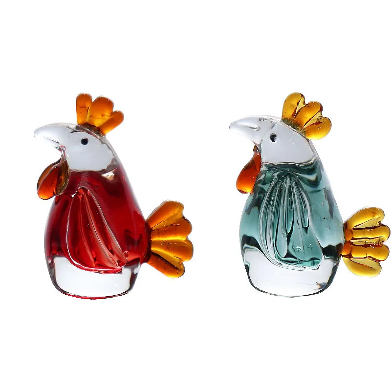 Wholesale solid color glass glass chicken animal figurines for home decoration
